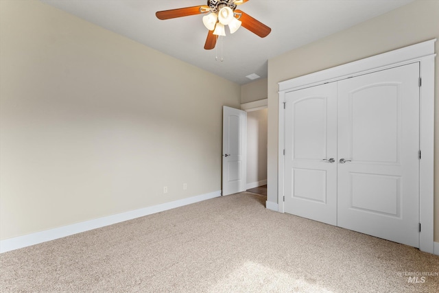 1031 E Reflect Ridge Dr, Meridian, ID 83642 - unfurnished bedroom featuring light carpet, baseboards, a closet, and ceiling fan