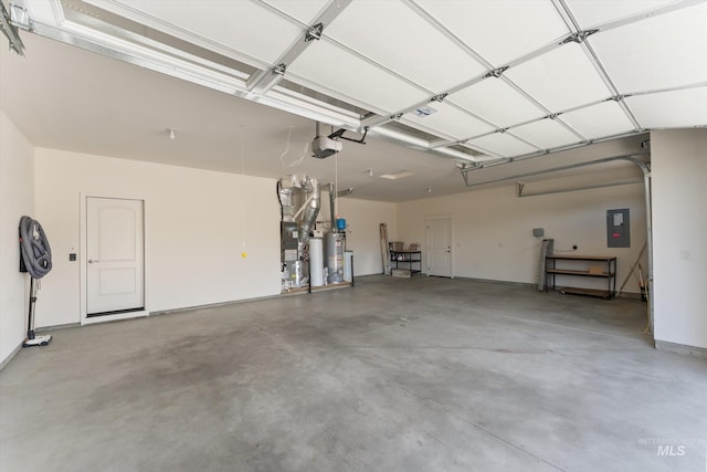 1031 E Reflect Ridge Dr, Meridian, ID 83642 - garage with electric panel, a garage door opener, and gas water heater