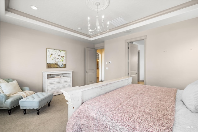 5853 W Venetian Dr, Eagle, ID 83616 - carpeted bedroom featuring a chandelier, recessed lighting, and a tray ceiling