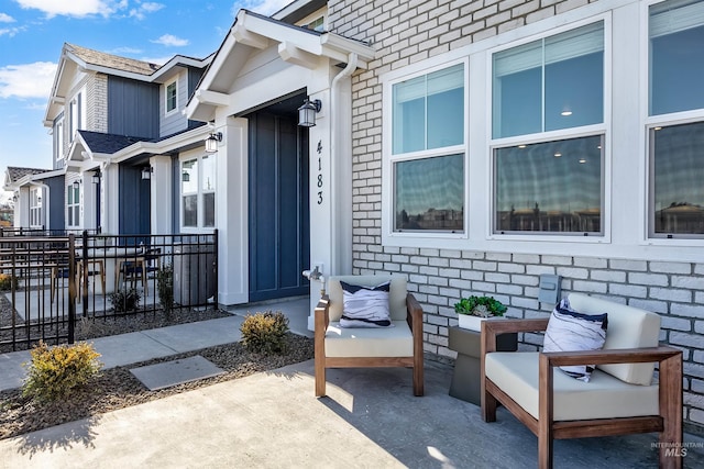 property entrance with a patio