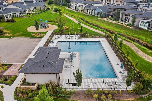 bird's eye view featuring a residential view