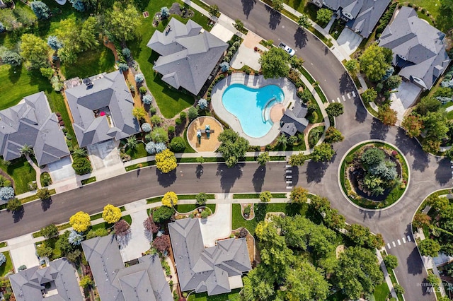 bird's eye view with a residential view