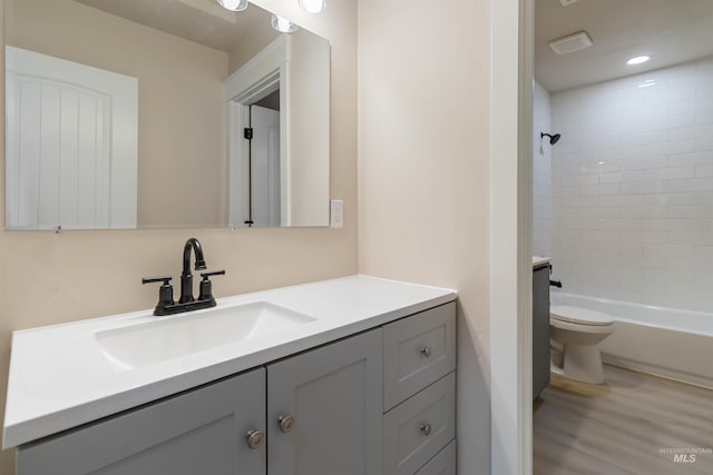 4320 SW 2nd Ave, New Plymouth, ID 83655 - bathroom with vanity, wood finished floors, and shower / bath combination