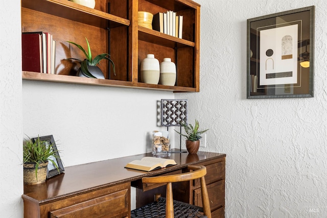 detailed view of an office area and a textured wall