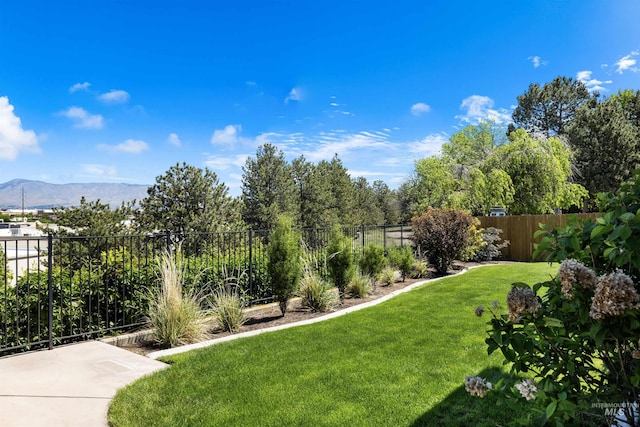 view of yard featuring a mountain view