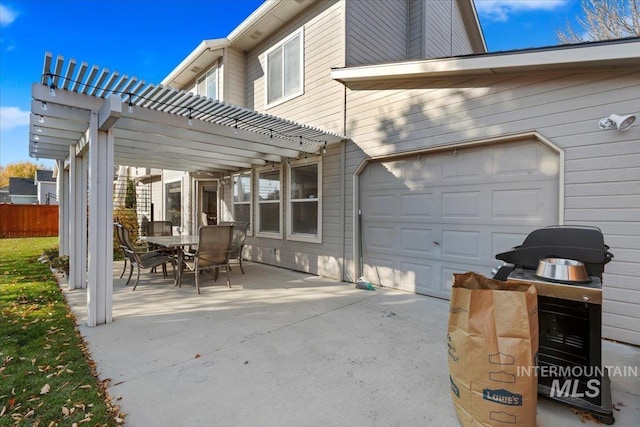 view of patio / terrace featuring a pergola