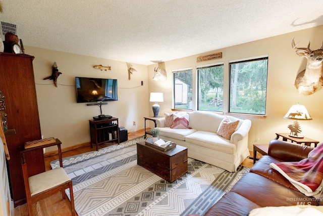 1955 E Parkside Dr, Boise, ID 83712 - living room with a textured ceiling and wood finished floors