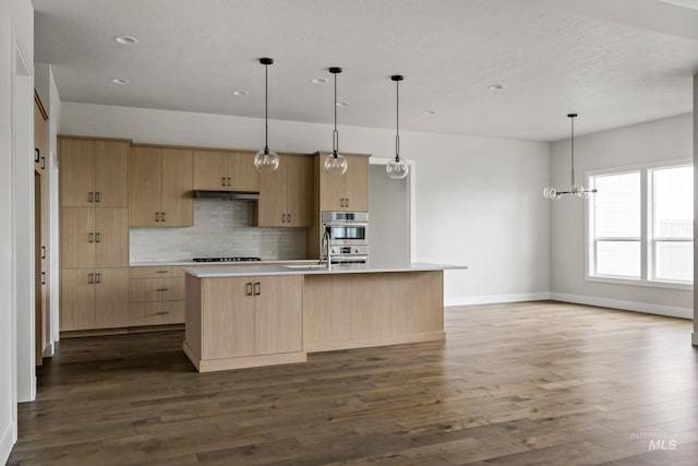 4364 N Madden Way, Meridian, ID 83646 - kitchen featuring light countertops, light brown cabinetry, and dark wood finished floors