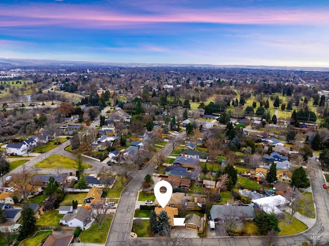 view of aerial view at dusk