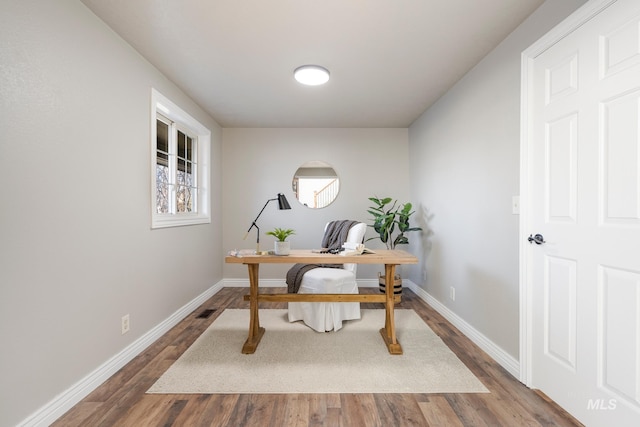 office space featuring wood-type flooring