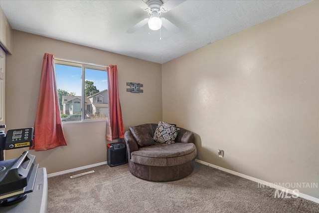 206 Diamond Dr, Kimberly, ID 83341 - sitting room with carpet flooring, ceiling fan, and baseboards