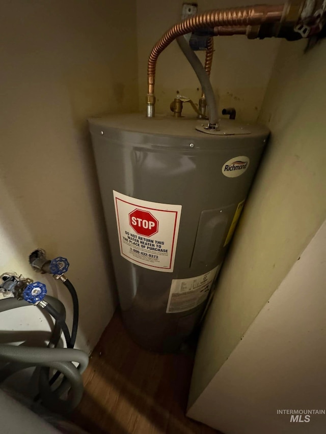 utility room with electric water heater