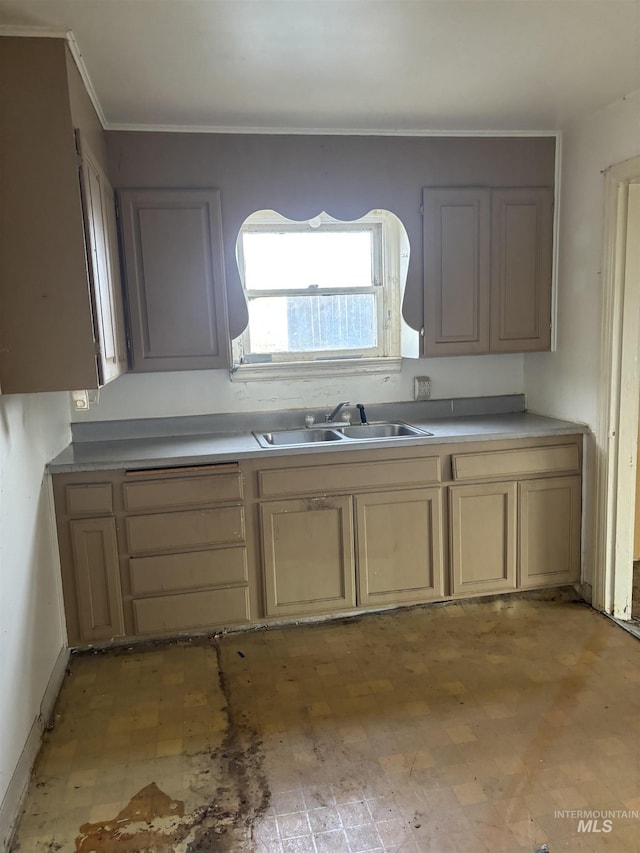 kitchen featuring sink and ornamental molding