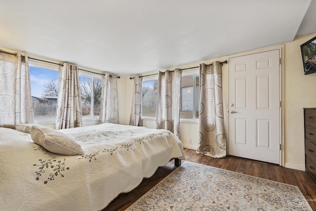 bedroom featuring dark wood-type flooring