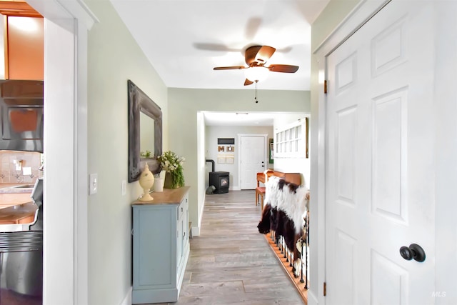 hall featuring light hardwood / wood-style floors