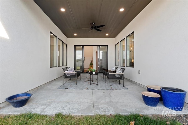 1889 W Winter Camp Ct, Boise, ID 83703 - view of patio featuring outdoor lounge area and a ceiling fan