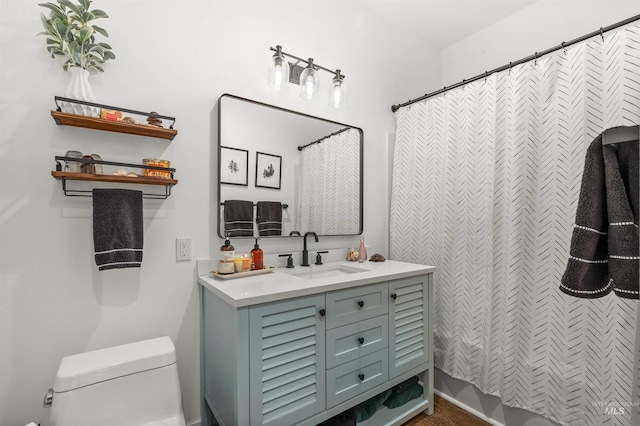 1400 Texas Ridge Rd, Deary, ID 83823 - bathroom with toilet, a shower with shower curtain, and vanity