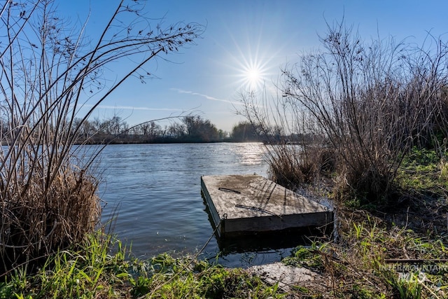 view of dock featuring a water view