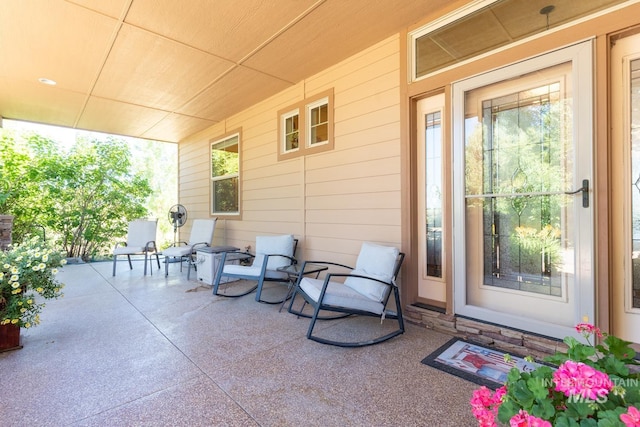 view of patio featuring a porch