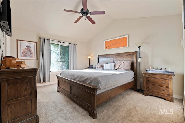 3052 N Christian Way, Meridian, ID 83646 - bedroom with carpet floors, lofted ceiling, and a ceiling fan
