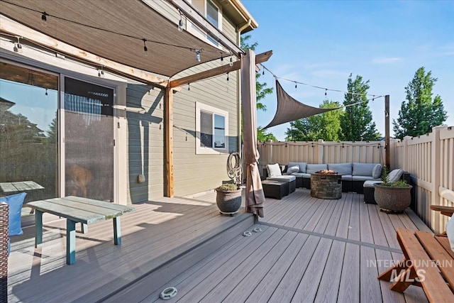3052 N Christian Way, Meridian, ID 83646 - deck featuring an outdoor living space with a fire pit