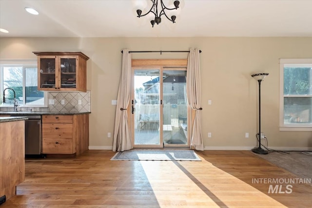 3052 N Christian Way, Meridian, ID 83646 - doorway to outside with light wood-style floors, recessed lighting, and a chandelier