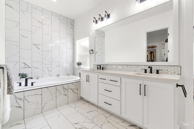 11127 Lake Lowell Ave, Nampa, ID 83686 - full bath featuring marble finish flooring, a bathtub, and double vanity