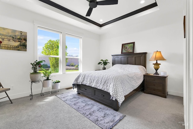 11127 Lake Lowell Ave, Nampa, ID 83686 - bedroom featuring light carpet, crown molding, baseboards, a ceiling fan, and recessed lighting