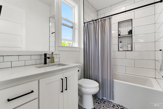 11127 Lake Lowell Ave, Nampa, ID 83686 - bathroom with toilet, vanity, and shower / bath combination with curtain