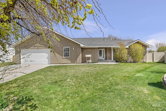 224 Paintbrush Cir, Twin Falls, ID 83301 - ranch-style house featuring a garage, stucco siding, concrete driveway, and roof with shingles