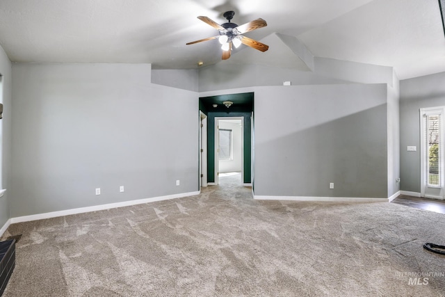 224 Paintbrush Cir, Twin Falls, ID 83301 - unfurnished room featuring carpet, a ceiling fan, baseboards, and lofted ceiling