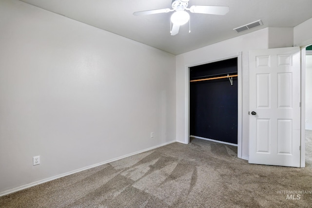 224 Paintbrush Cir, Twin Falls, ID 83301 - unfurnished bedroom with carpet floors, baseboards, a closet, and a ceiling fan