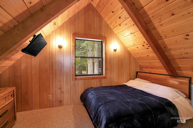 1221 Fox Rd, Cascade, ID 83611 - carpeted bedroom with wooden ceiling and wood walls
