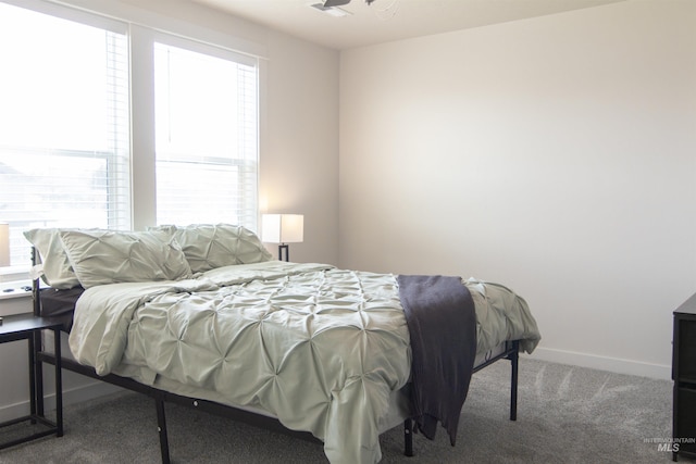 bedroom with baseboards and carpet flooring