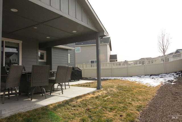 view of yard with a patio area and fence