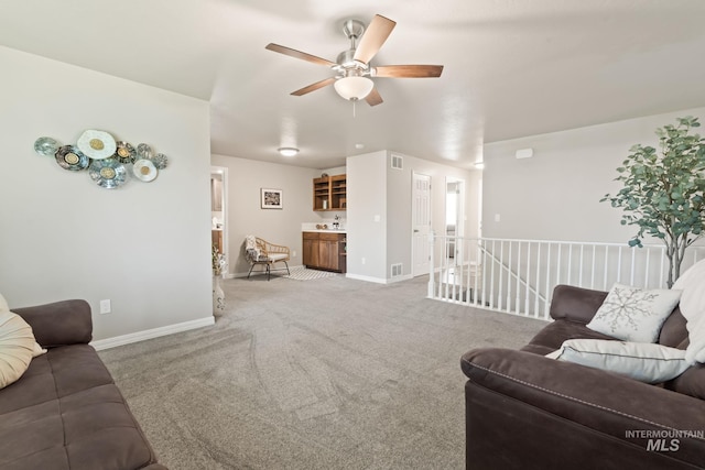 2155 N Fairmeadow Dr, Boise, ID 83704 - carpeted living area with ceiling fan and baseboards