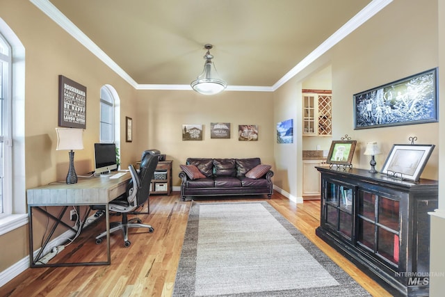 3408 Ridgeline Dr, Kimberly, ID 83341 - home office featuring crown molding and light wood finished floors