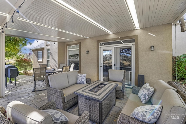 3408 Ridgeline Dr, Kimberly, ID 83341 - view of patio / terrace with a grill, outdoor dining area, and an outdoor living space with a fire pit