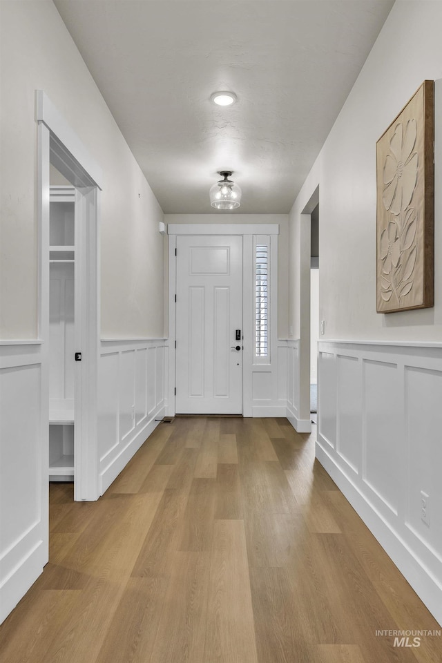 foyer with light wood-type flooring