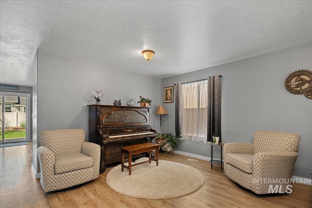 4226 E Tahiti St, Meridian, ID 83646 - living area featuring a textured ceiling, wood finished floors, and baseboards
