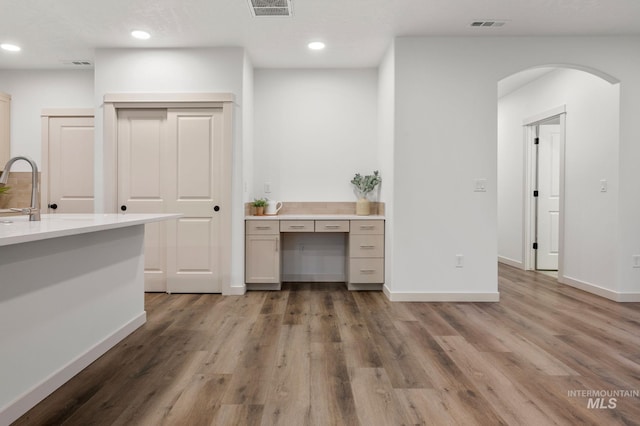 interior space featuring hardwood / wood-style floors and sink