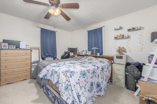 538 N 6th St, Payette, ID 83661 - bedroom featuring carpet floors, ornamental molding, and a ceiling fan