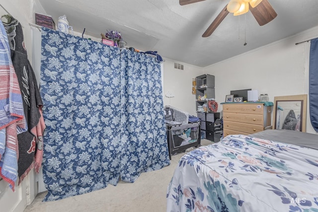 538 N 6th St, Payette, ID 83661 - bedroom with carpet flooring, a ceiling fan, and crown molding