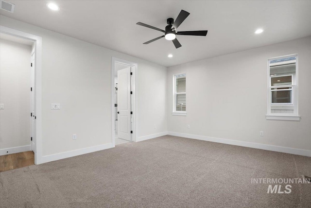 5801 W Escalante, Eagle, ID 83616 - spare room featuring ceiling fan, recessed lighting, visible vents, and carpet floors
