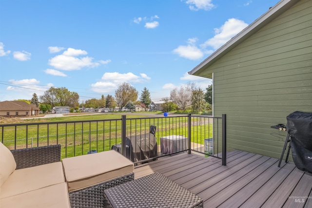 deck featuring a yard