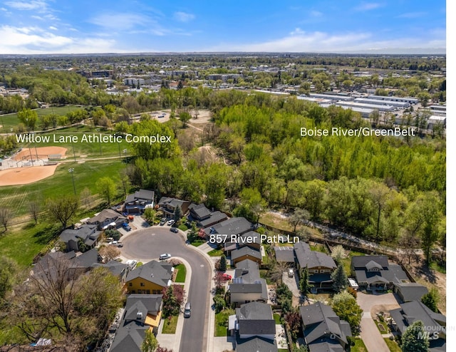 birds eye view of property featuring a residential view
