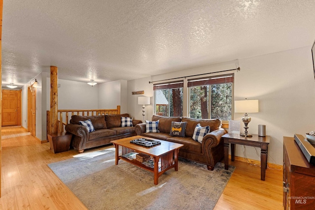 305 Gabi Ln, Mccall, ID 83638 - living area featuring baseboards, light wood finished floors, and a textured ceiling