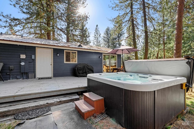 305 Gabi Ln, Mccall, ID 83638 - deck featuring grilling area and a hot tub