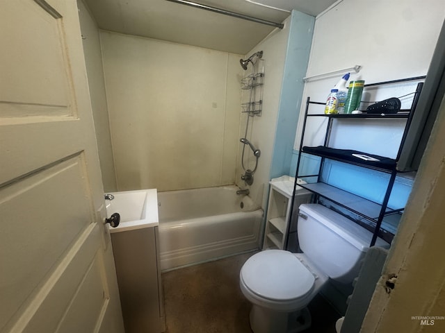 0203 22nd St, Lewiston, ID 83501 - bathroom featuring toilet, shower / bath combination, concrete floors, and vanity