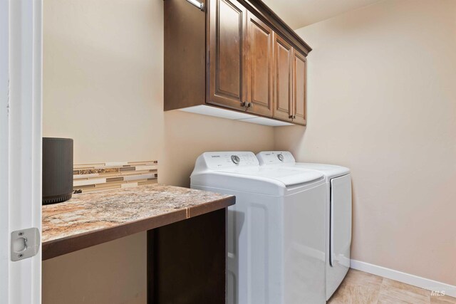 2448 Village St, Twin Falls, ID 83301 - laundry area with washer and clothes dryer, cabinet space, and baseboards